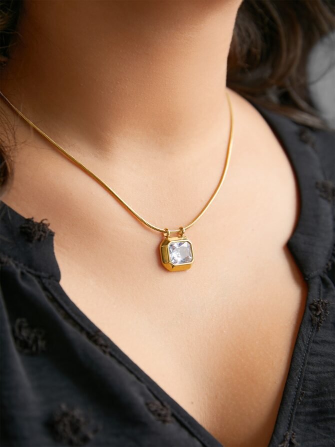 Square Shaped Cubic Zirconia Necklace - Image 2