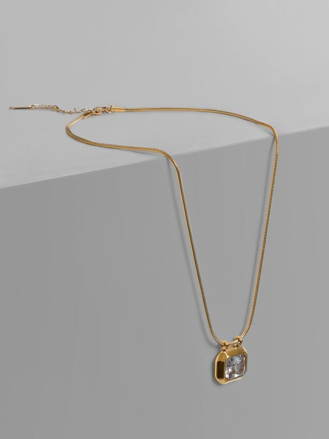 Square Shaped Cubic Zirconia Necklace