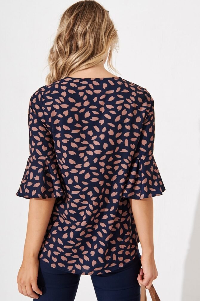 Top in Navy with Rust Leaf - Image 5