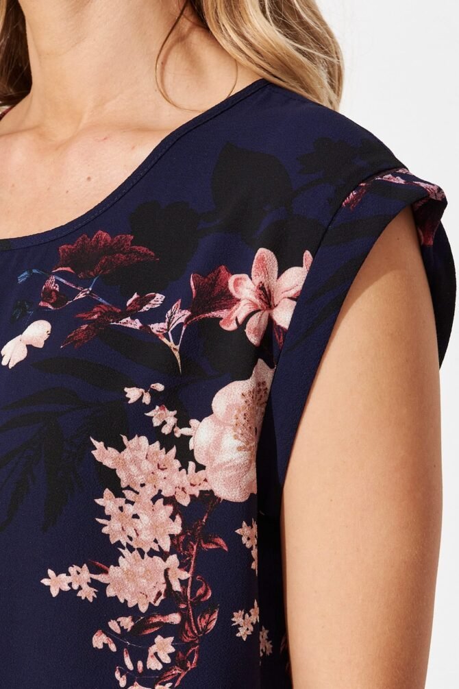 Top In Navy With Pink And Blush Floral - Image 9