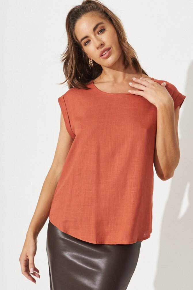 Top In Rust Linen Blend - Image 9