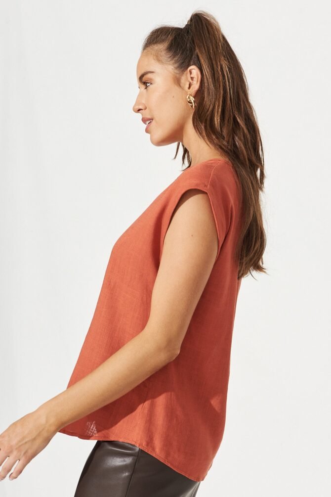 Top In Rust Linen Blend - Image 4