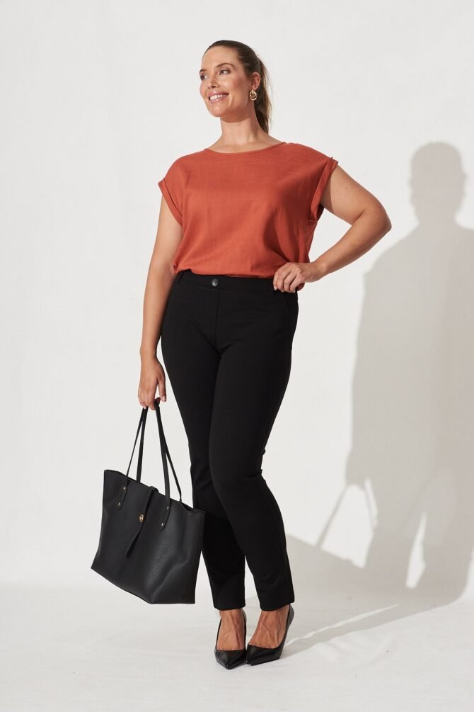 Top In Rust Linen Blend - Image 6
