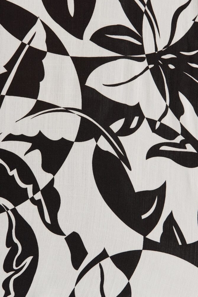 Shirt In White With Black Leaf Cotton - Image 7