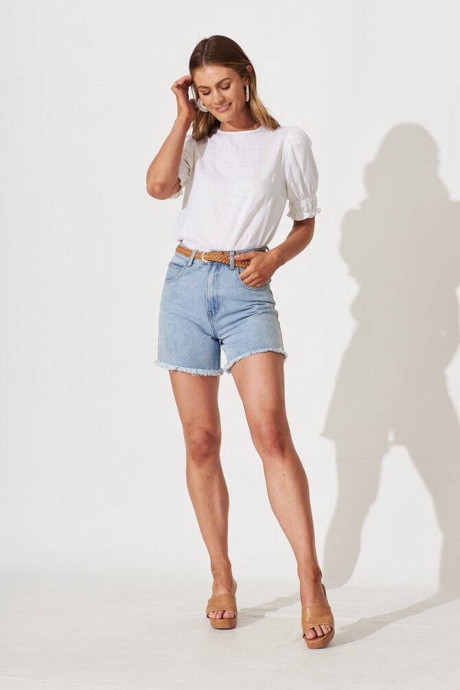 Top In White Cotton Linen Blend - Image 4