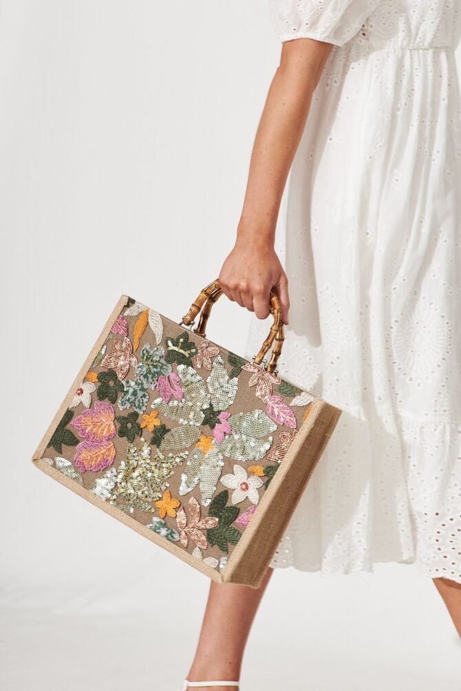 Tote Bag In Multi Tangerine Sequin - Image 2