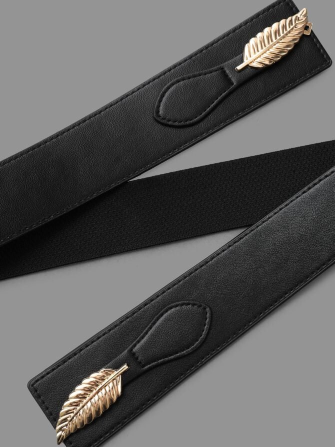 Feather Design Elastic Waist Belt - Image 6