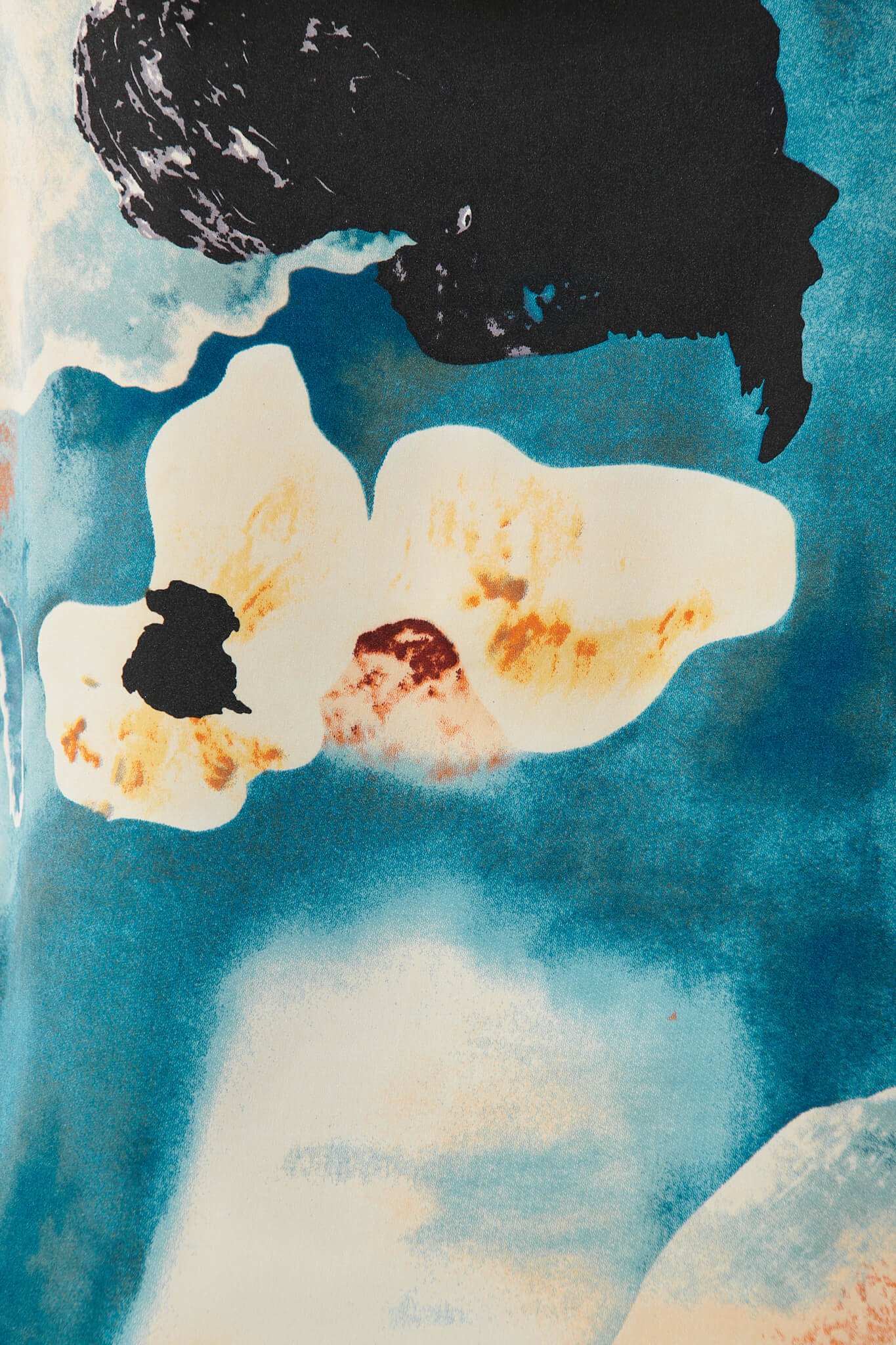 Top In Blue And Cream Watercolour Satin - Image 10