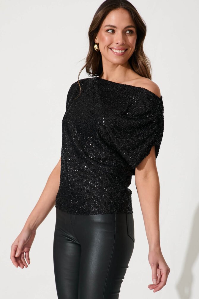 Top In Black Sequin - Image 2