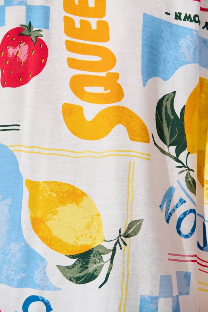 Shirt In White Lemon Print Ric Rac Trim - Image 8