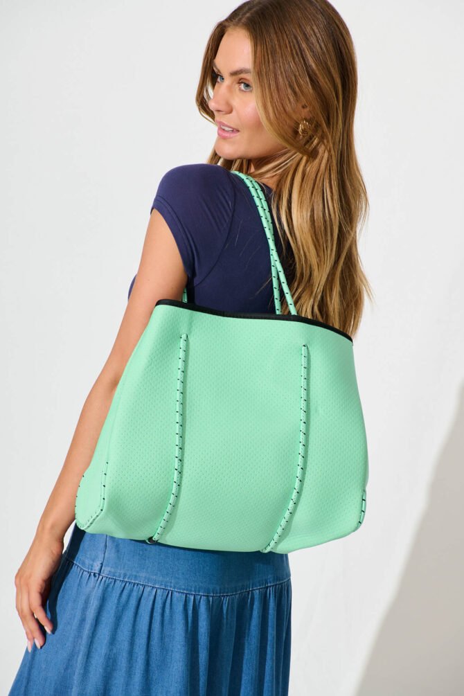 Neoprene Tote Bag In Turquoise - Image 5