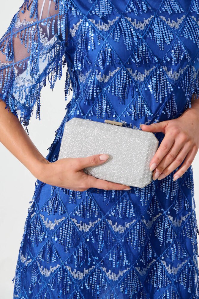 Clutch Bag in Silver - Image 9