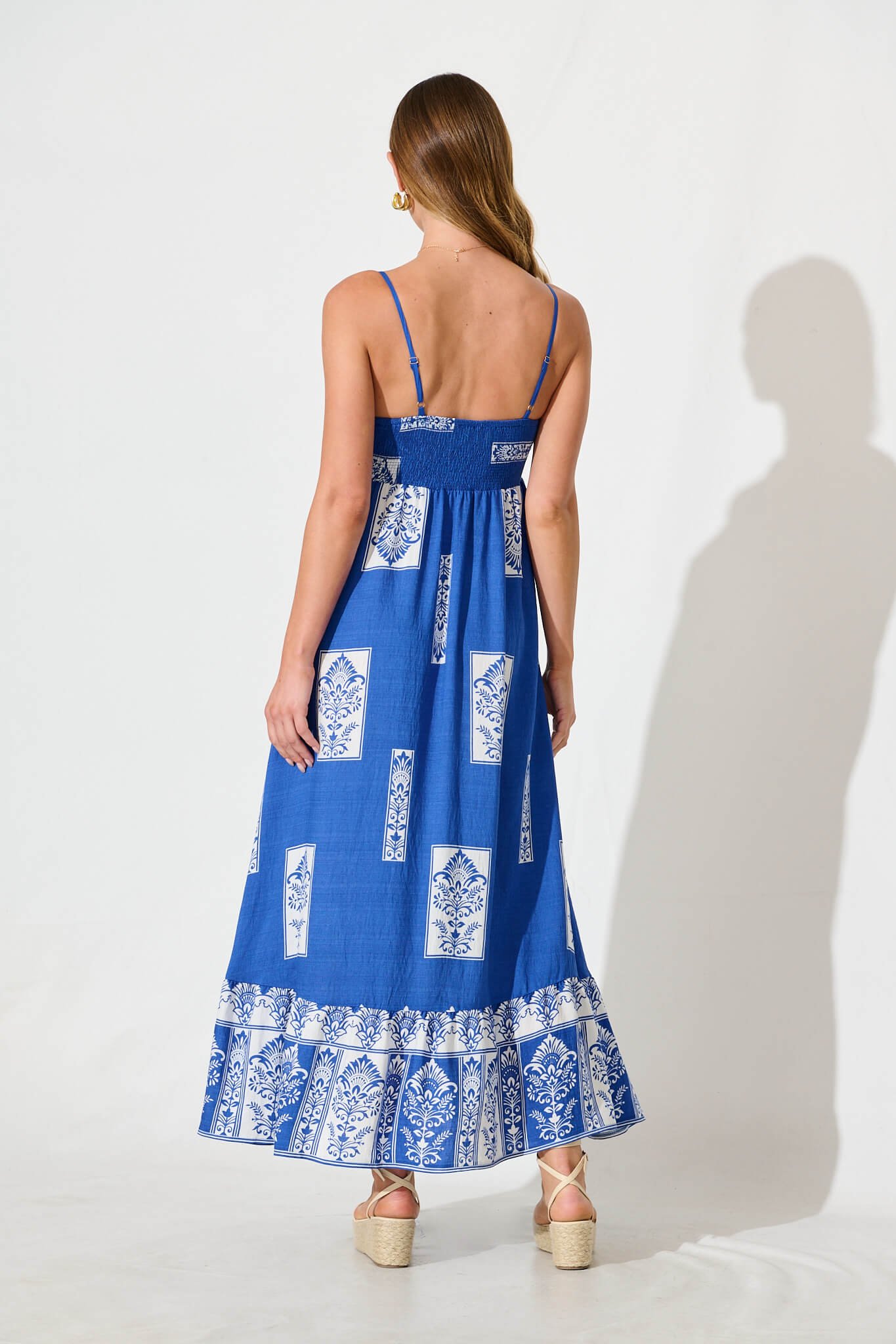 Midi Sundress in Blue with White Print - Image 4