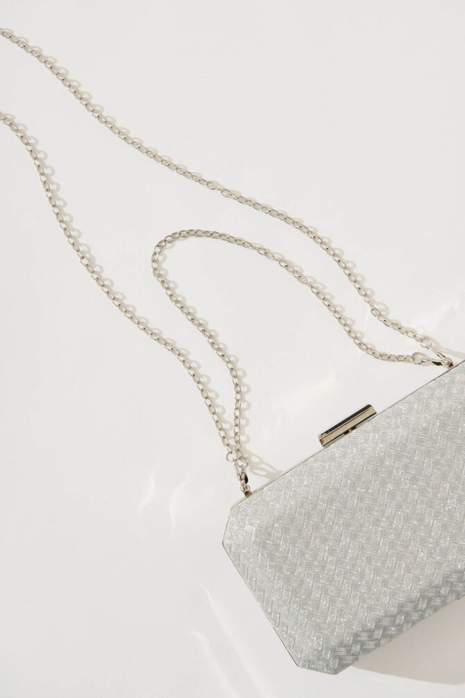 Clutch Bag in Silver - Image 4