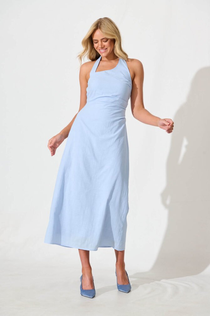 Maxi Sundress in Pale Blue Cotton