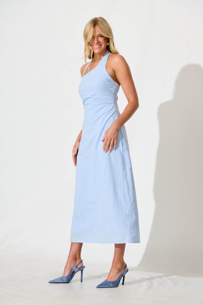 Maxi Sundress in Pale Blue Cotton - Image 3