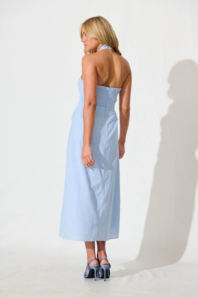 Maxi Sundress in Pale Blue Cotton - Image 4
