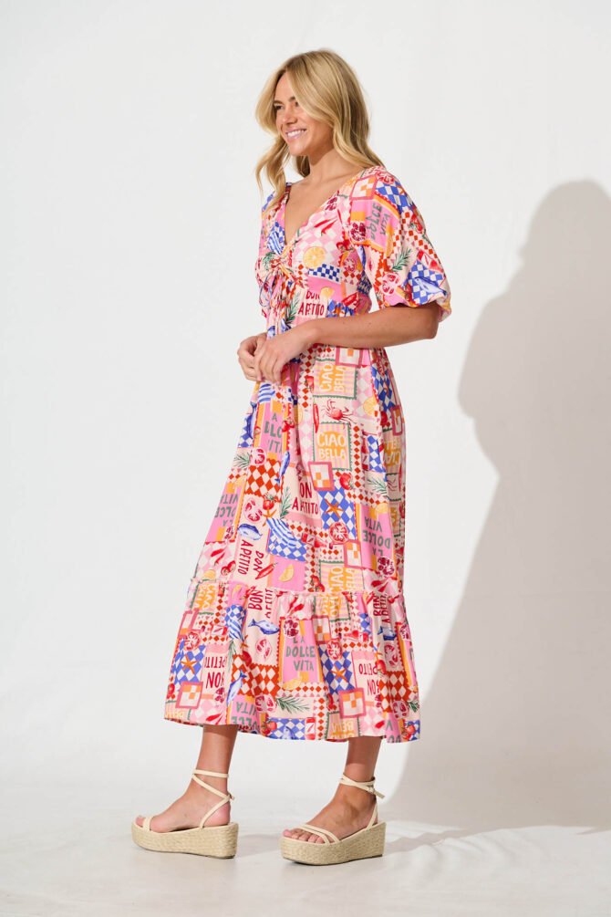 Maxi Dress In Multi Conversational Print - Image 3