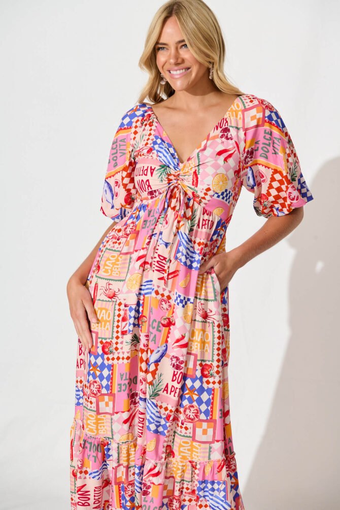 Maxi Dress In Multi Conversational Print - Image 2