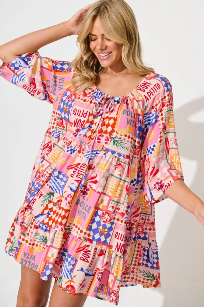 Dress In Multi Conversational Print - Image 2