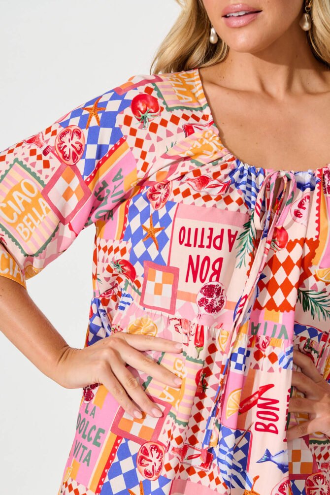Dress In Multi Conversational Print - Image 5