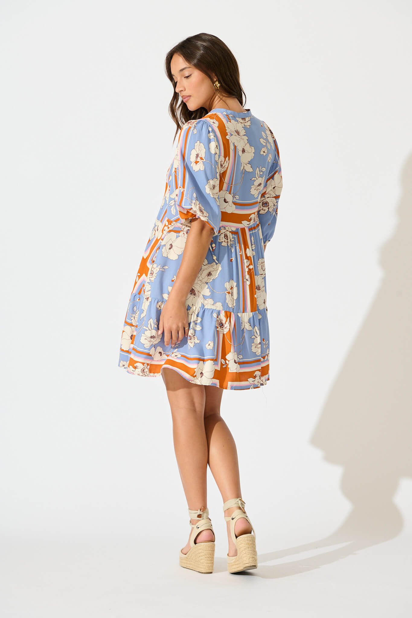 Dress In Blue with Cream Flower - Image 4