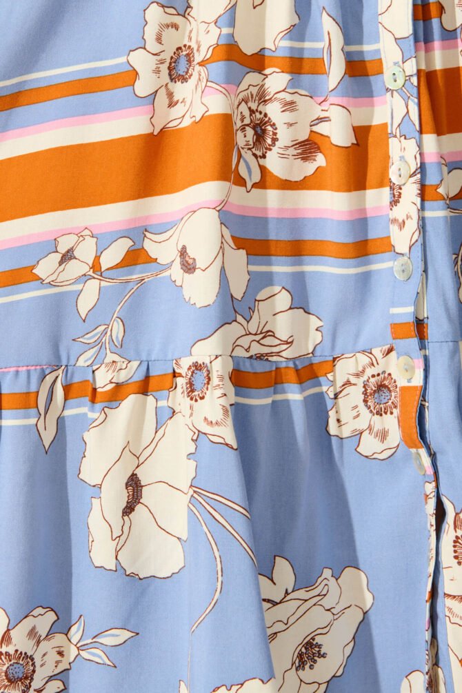 Dress In Blue with Cream Flower - Image 6