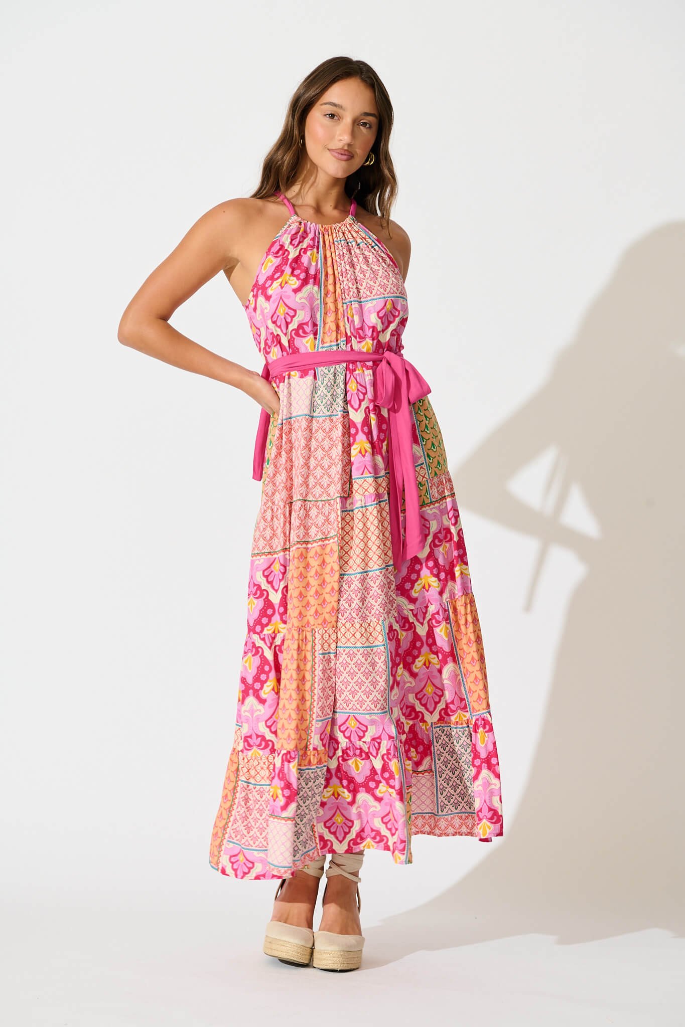 Midi Sundress in Pink Multi Patchwork - Image 5