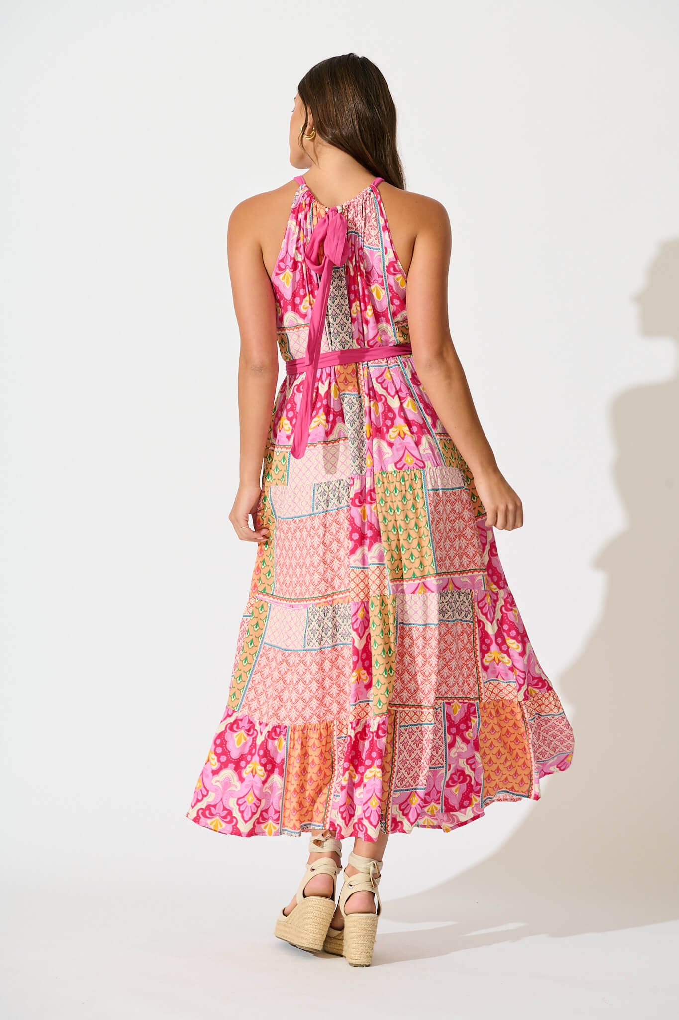 Midi Sundress in Pink Multi Patchwork - Image 4