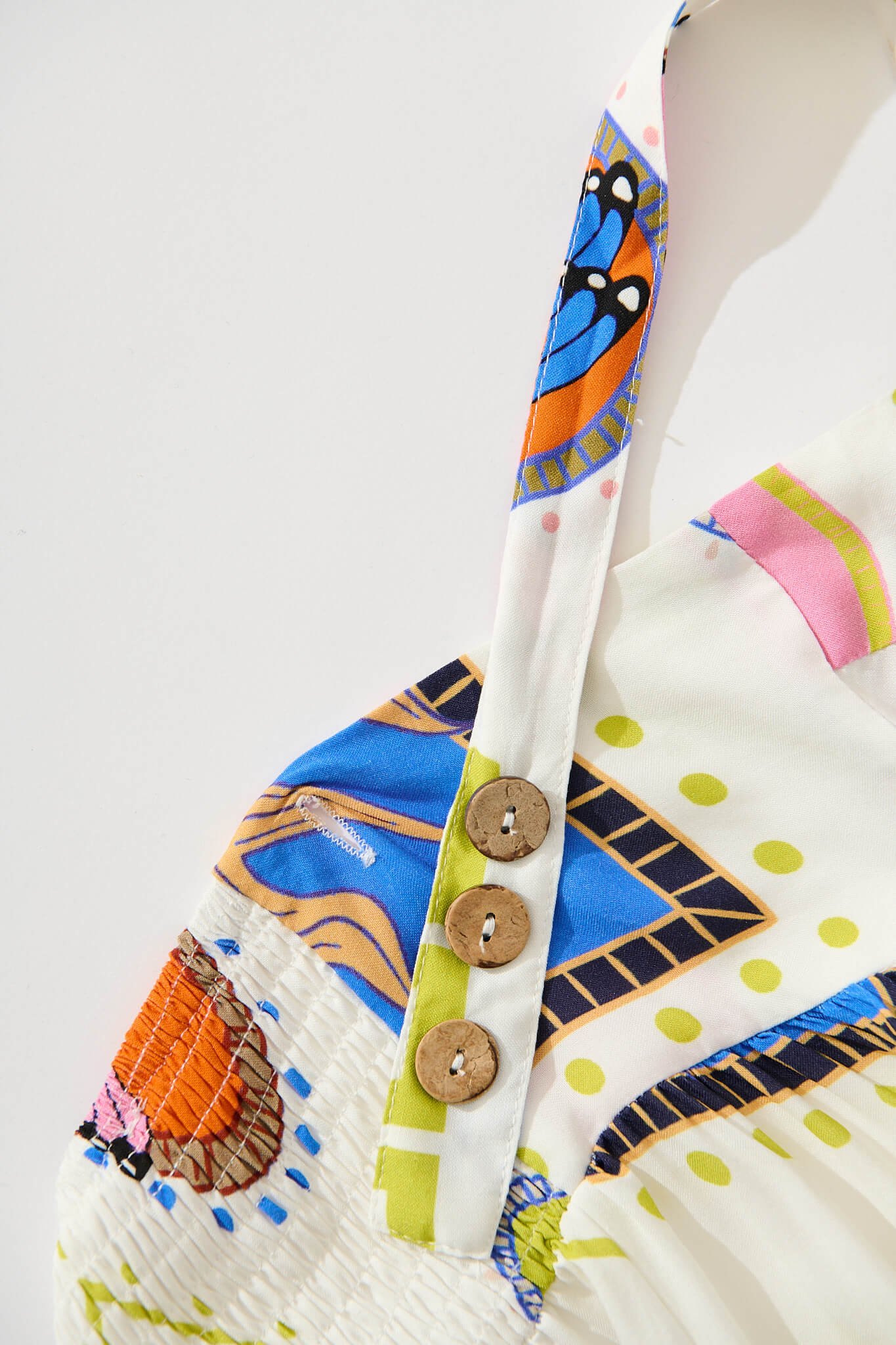 Midi Dress In White With Bright Print - Image 5