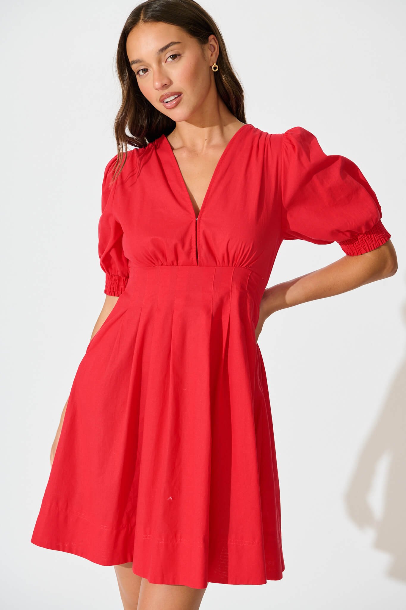 Dress in Red Cotton - Image 2