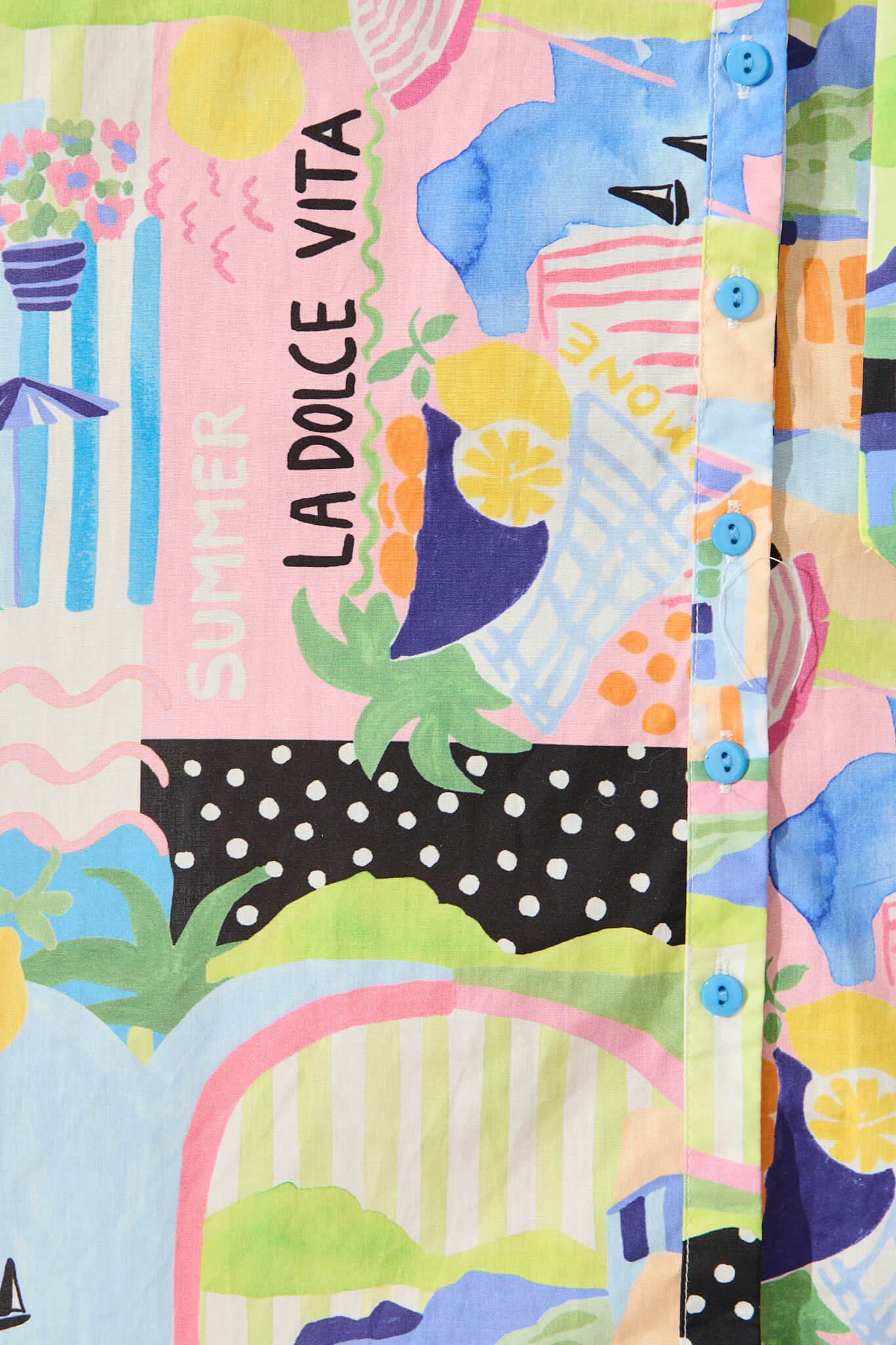 Midi Shirt Dress in Multi Summer Print Cotton - Image 6