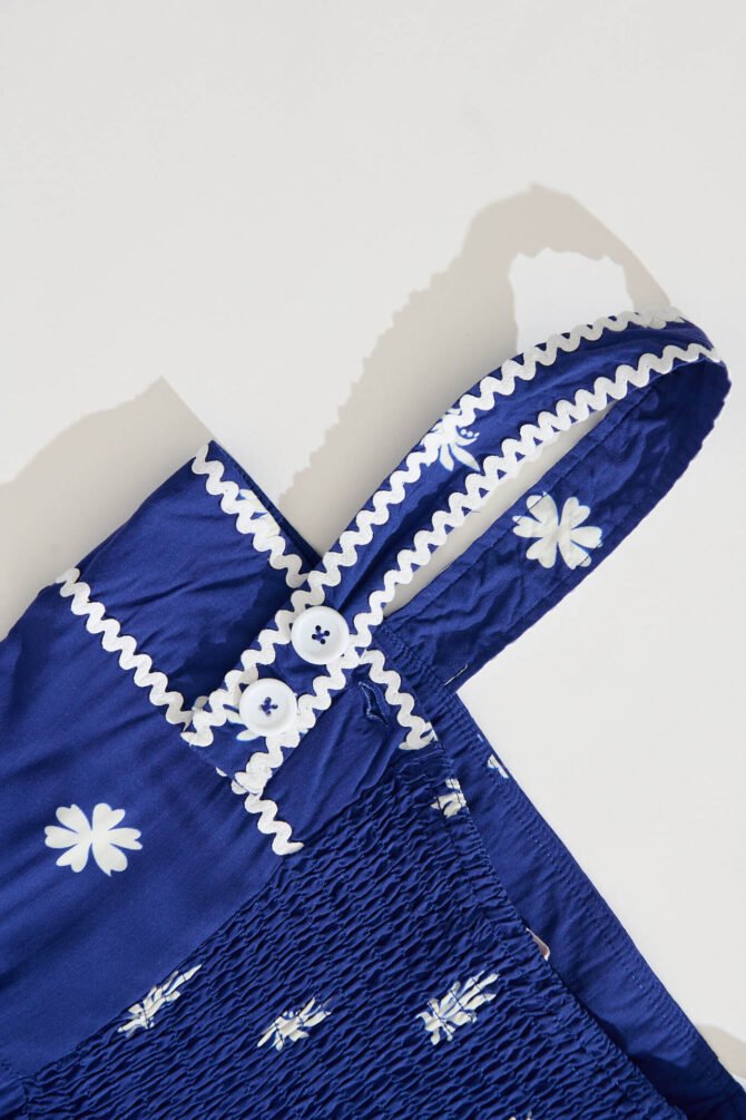 Maxi Sundress in Blue with White Border Print Ric Rac - Image 6