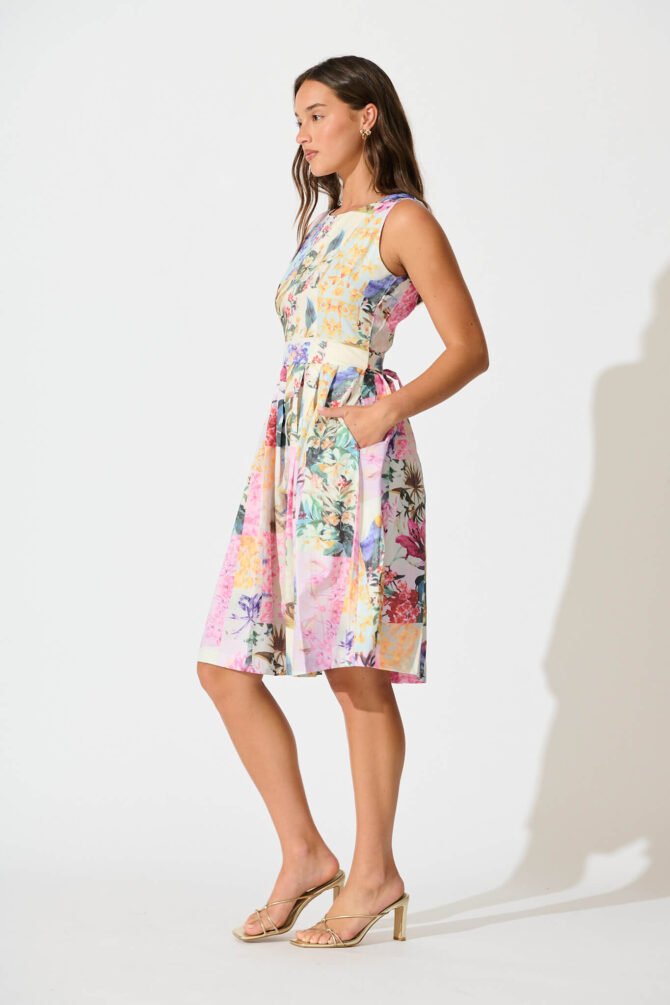 Dress in Multi Pastel Floral - Image 3