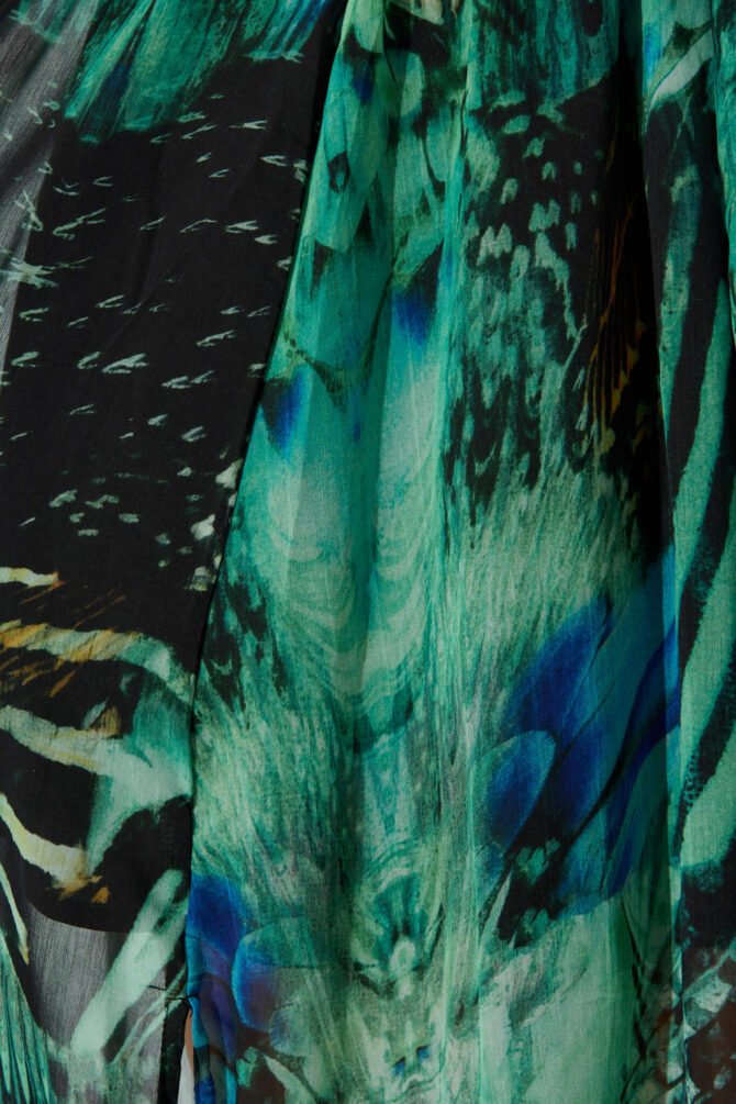 Halter Neck Maxi Dress in Green Multi Chiffon - Image 6