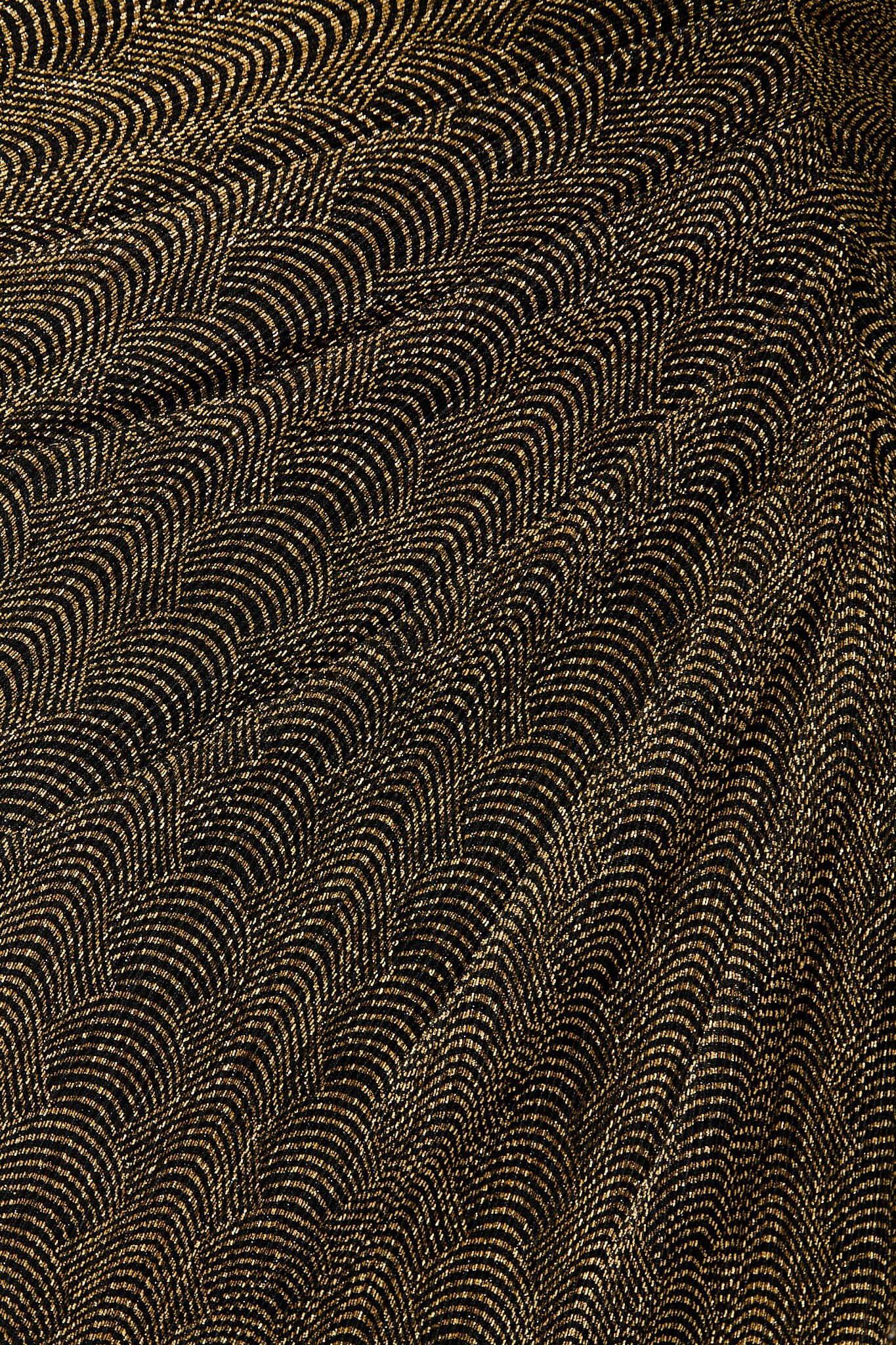 One Shoulder Maxi Dress in Black with Gold Lurex - Image 7