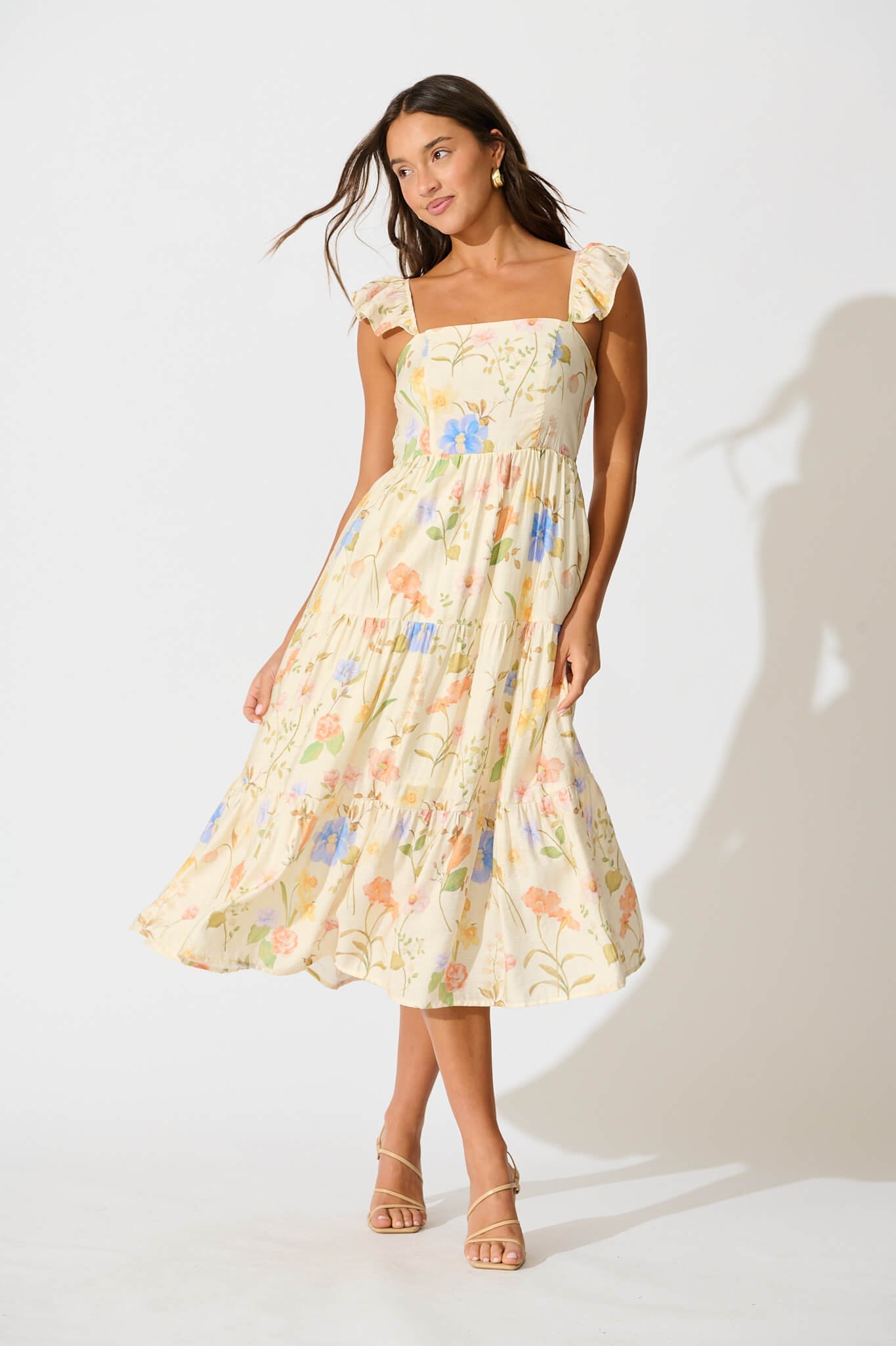 Midi Sundress in Cream Multi Floral