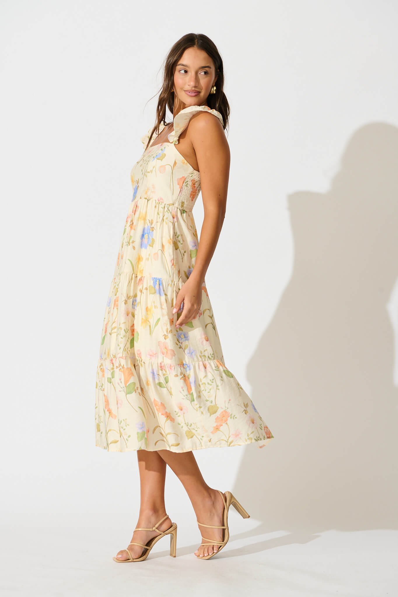 Midi Sundress in Cream Multi Floral - Image 3