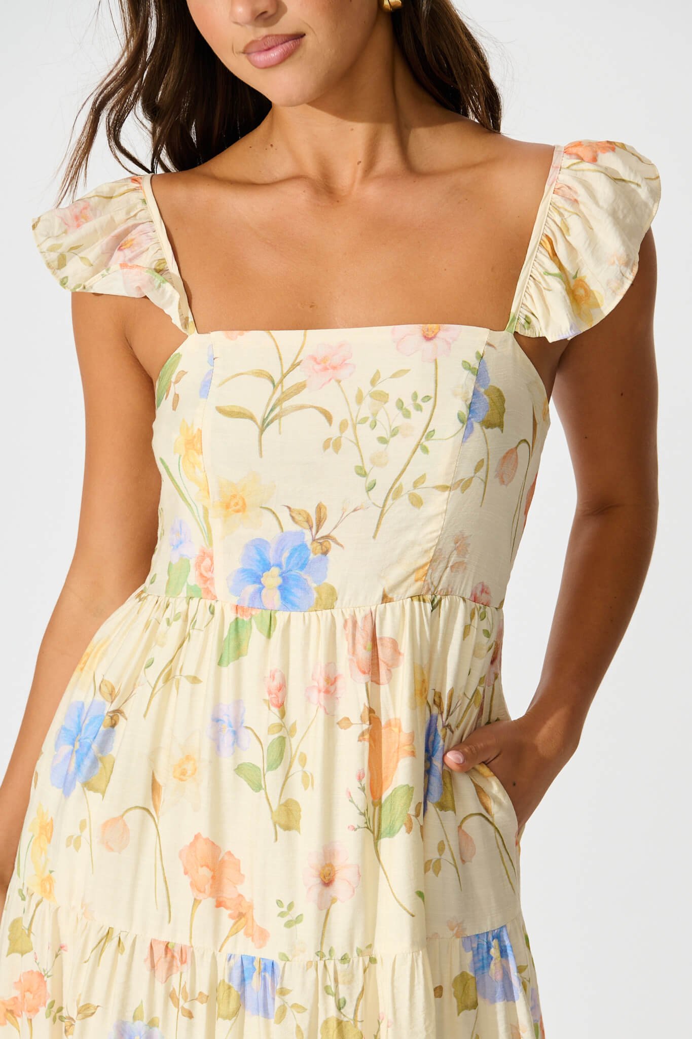 Midi Sundress in Cream Multi Floral - Image 5