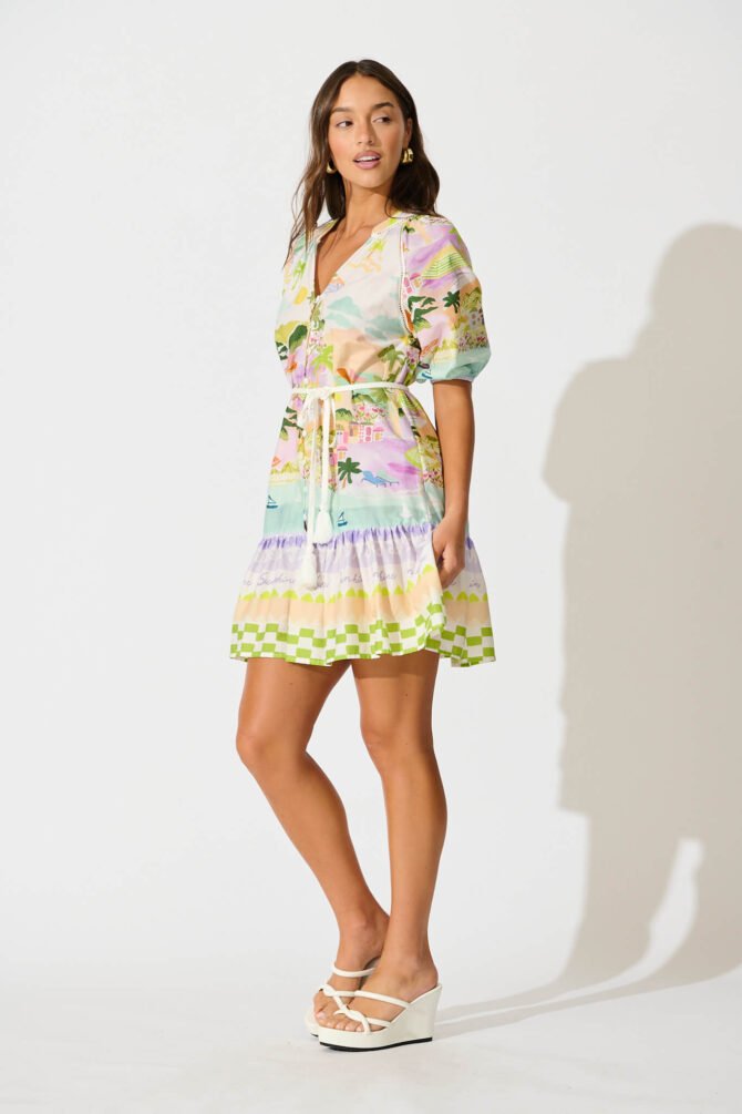 Dress in Tropical Border Print Cotton - Image 3