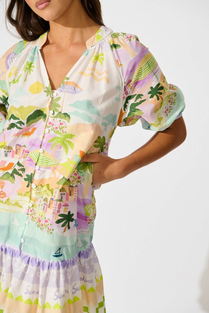 Dress in Tropical Border Print Cotton - Image 5