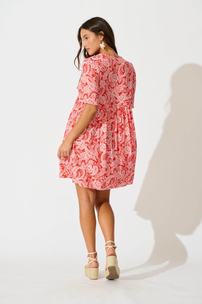 Dress in Red with White Paisley - Image 4