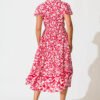 Midi Dress in Raspberry with White Print - Image 4