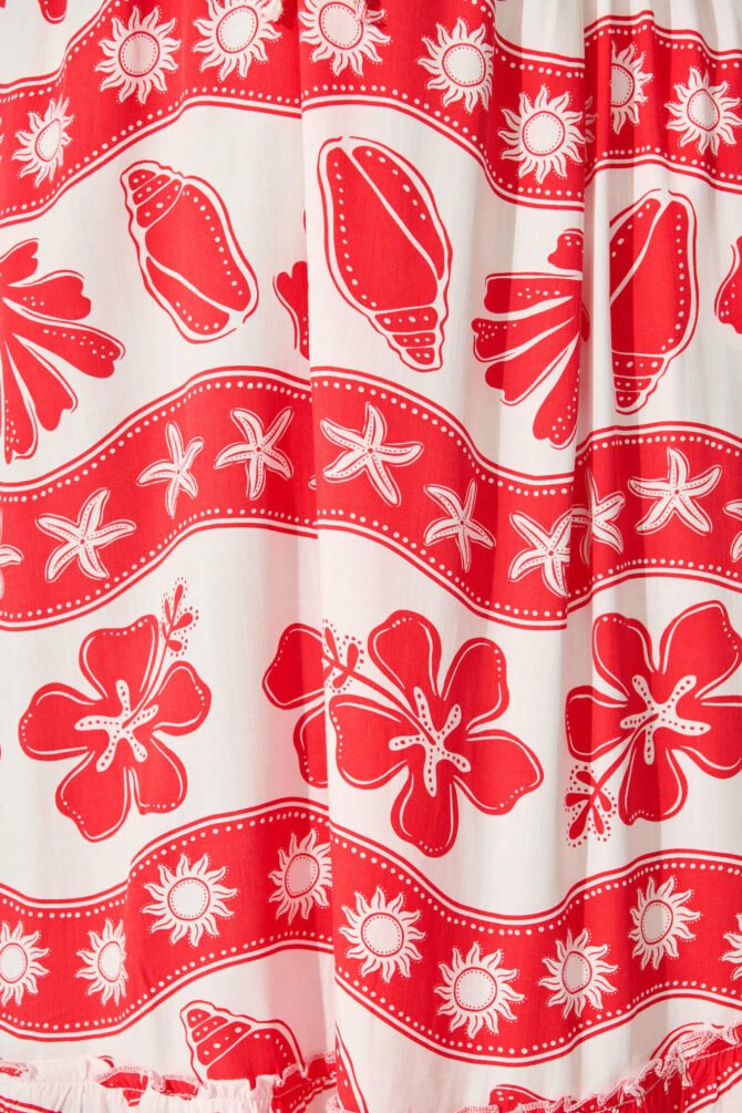 Maxi Dress in Red with White Print - Image 6