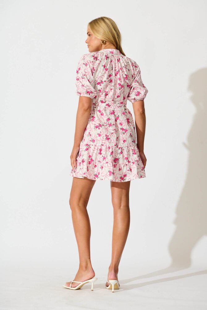 Dress in Pink Floral Print Cotton - Image 4