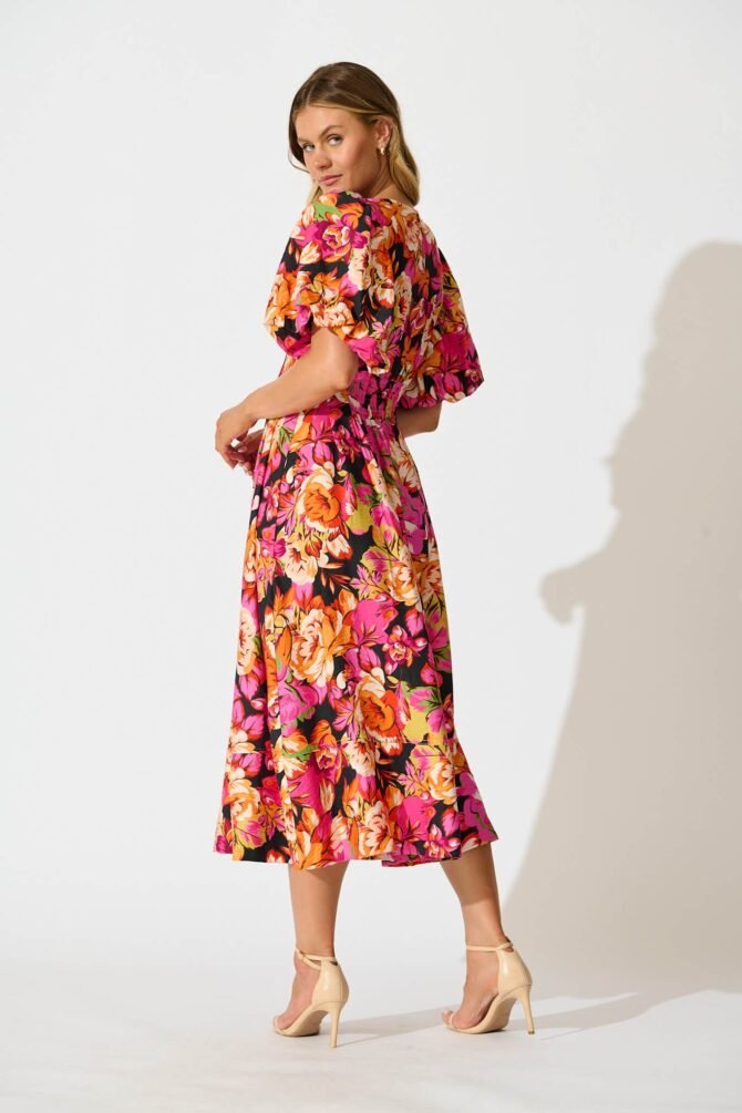 Midi Dress In Multi Floral - Image 4