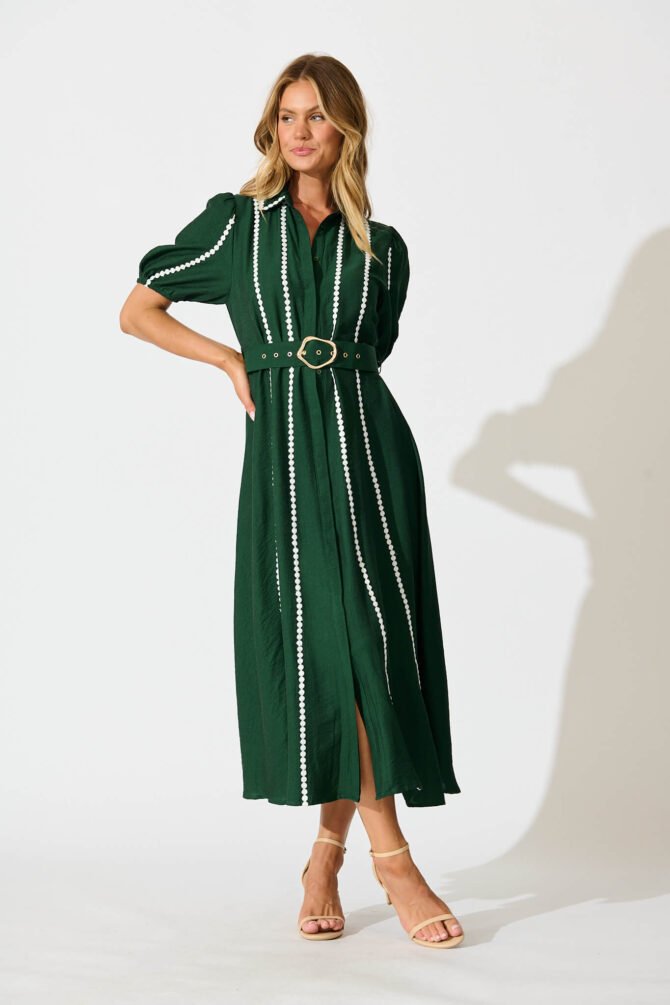 Maxi Shirt Dress in Emerald Green