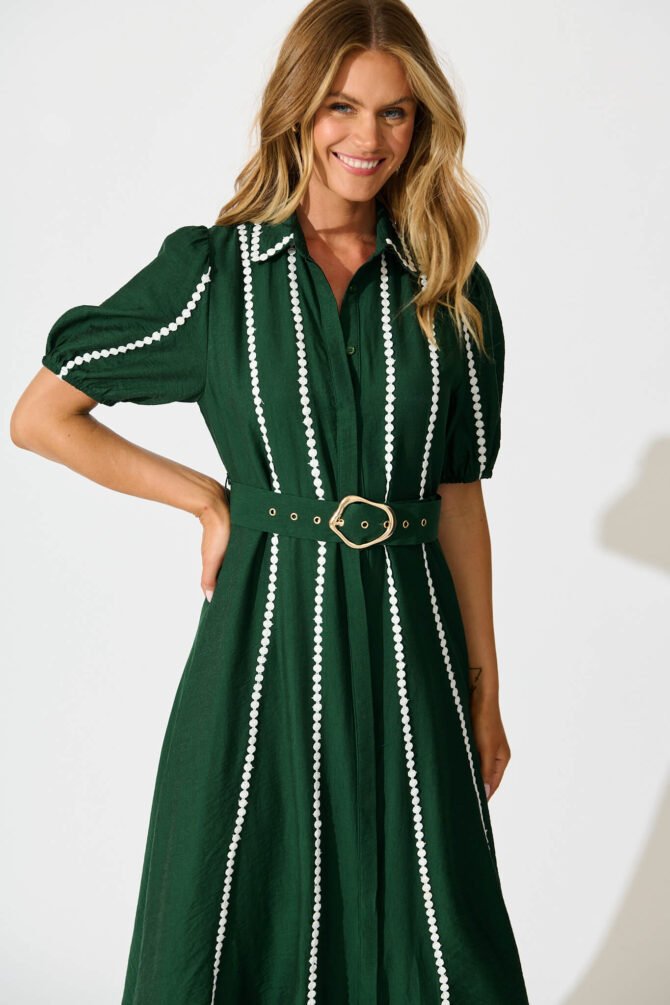 Maxi Shirt Dress in Emerald Green - Image 2