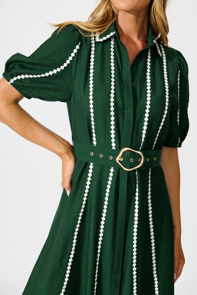 Maxi Shirt Dress in Emerald Green - Image 5
