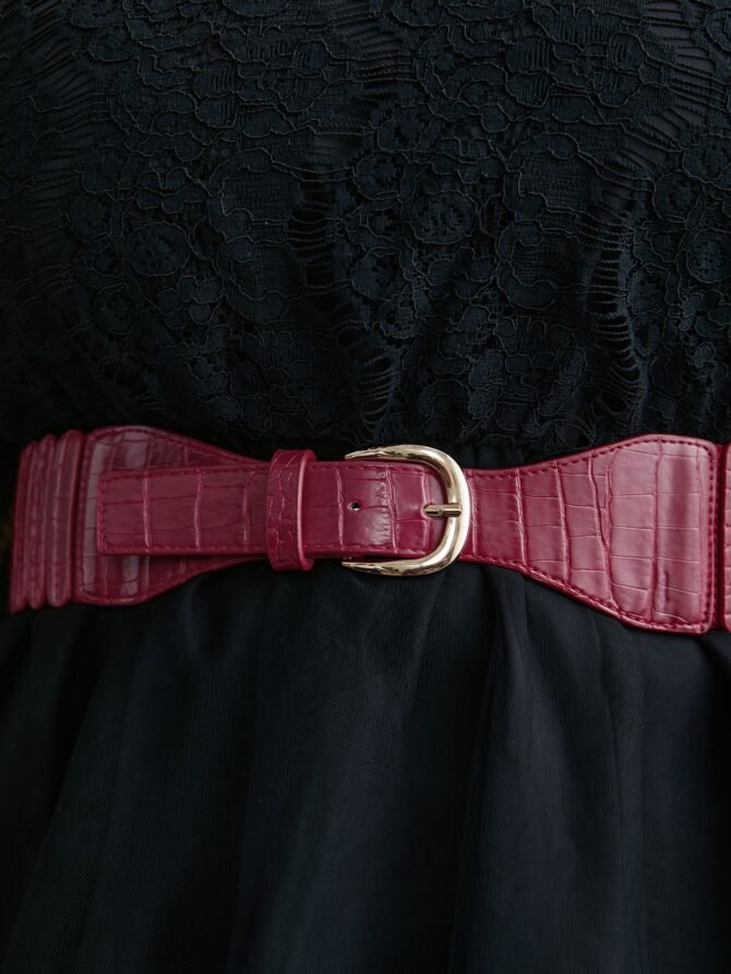 Stone Grain Buckle Thick Belt - Image 5
